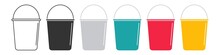 Bucket Icon. Colored Water Tank Symbol. Sign Pail Vector.