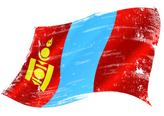 Wall Mural - Waving flag of Mongolia.
flag of Mongolia in the wind with a texture
