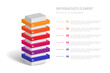Infographic element in the form of a tower or stack with multi-colored positions. Vector stock image