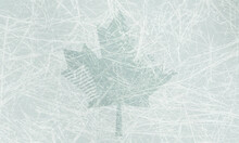 Light Blue Ice Texture With Maple Leaf. Sports Illustration.