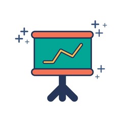 Wall Mural - Growth Finance icon vector illustration glyph style design with color and plus sign. Isolated on white background.