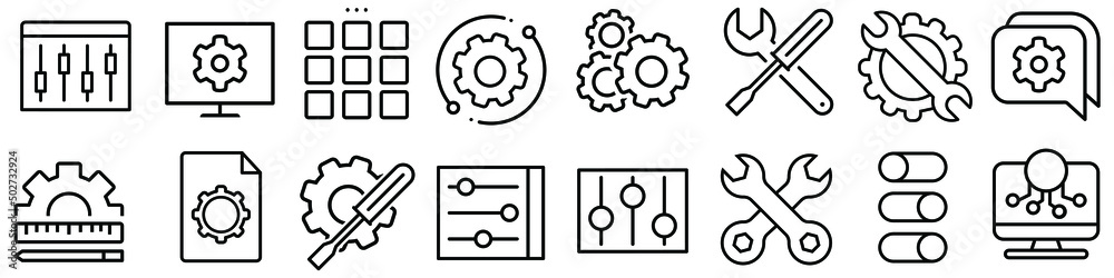 Setup icon vector set. Settings illustration sign collection. Menu ...
