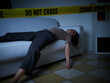 © Stocked House Studio - Crime Scene - Woman dead lying on the couch
