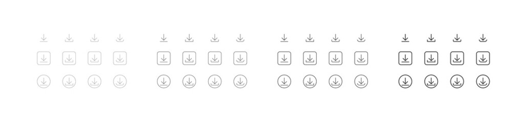 Poster - Download button set line black icon for app design. Vector flat isolated icons