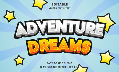Poster - adventure dreams editable text effect with modern and simple style, usable for logo or campaign titl