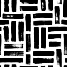 Striped Seamless Geometric Patterns. Abstract Vector Background With Maze Mosaic Texture. Hand Drawn Geometric Mosaic With Straight Grunge Lines. Brush Stroke Stripes With Scribbles. Ink Illustration
