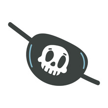 Pirate Eye Patch With Skull Vector Cartoon Illustration Isolated On A White Background.