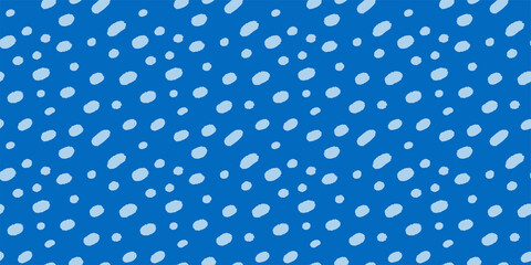 Wall Mural - Blue spot, abstract water drops seamless pattern for beach, coastal style textile print. Simple background with paint marks.