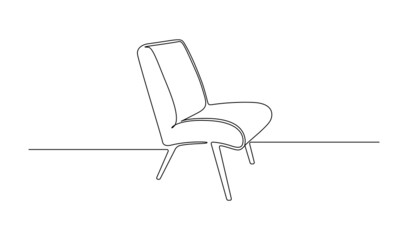 Poster - Continuous one line drawing of chair. Scandinavian stylish furniture for living room or hotel concept in simple linear style. Editable stroke. Doodle vector illustration