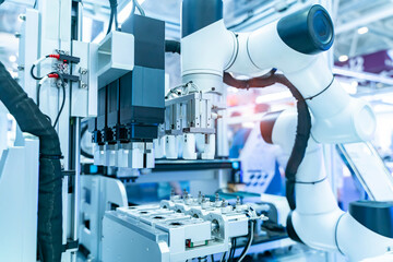 Wall Mural - robot arm with disposable test tube virus sampling in laboratory