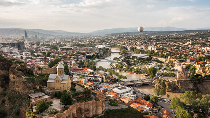 Wall Mural - The urban landscape of Tbilisi in the daytime. Bird's-eye view