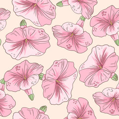 Naklejka na meble Floral Pastel Hand Drawn Seamless Pattern Background