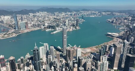 Fototapete - Top view of Hong Kong city skyline