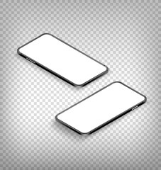 Aufkleber - Modern phone with blank screen vector mockup isolated on transparent