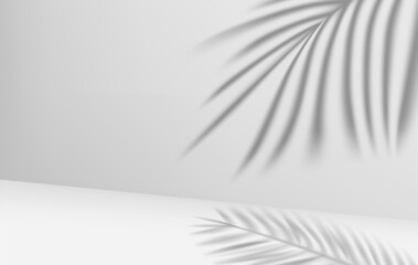 Aufkleber - Bright room with shadow of leaves on the wall. 3d vector illustration