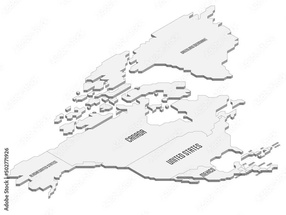 Isometric political map of North America Stock Vector | Adobe Stock
