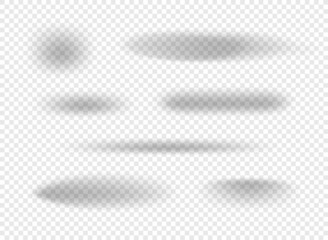 Aufkleber - Realistic Circle Shadows set on transparent background. Shadow overlay vector mesh design