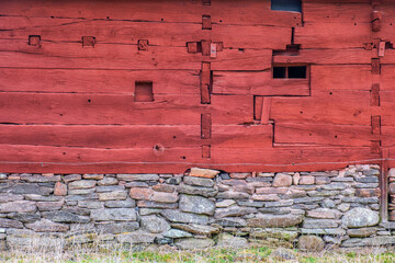 Poster - Red timbered old barn in the country