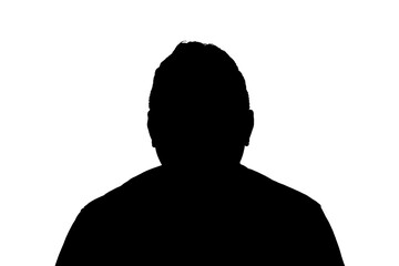 Wall Mural - Black silhouette of an adult anonymous man on a white background.