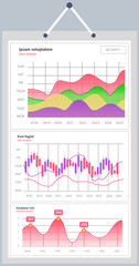 Poster - infographic chart vector template. annual statistics curve graph design. market data diagrams. graph