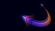 Modern abstract high-speed arrows light effect movement. A pattern of speed of light moving in an arc.  Technology futuristic dynamic motion. Movement pattern for banner or poster design background