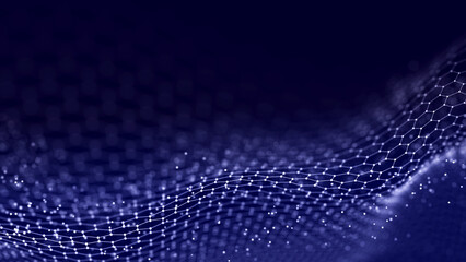 Wall Mural - Abstract background from dots and lines. Wave of musical sounds. 3D rendering.