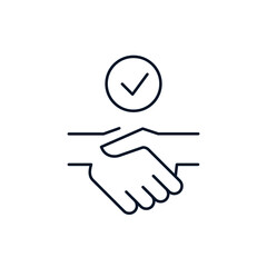 Partnership or mutual trust, handshake concept, negotiation compromise. Vector icon isolated on white background.