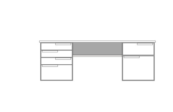 Office desk, computer workspace, writing worktable, 2D vector, home Interior furniture, flat illustration icon, table outline and filled graphic