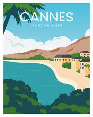 Wall Mural - cannes french riviera background vector illustration for poster, postcard, print, greeting card.