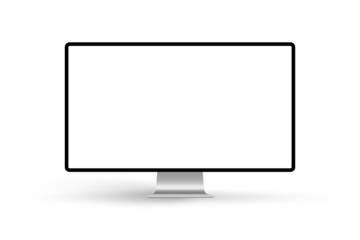 Wall Mural - Computer monitor vector mockup with white screen isolated on white background