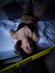 Wall Mural - Crime Scene - Woman dead lying on the bed