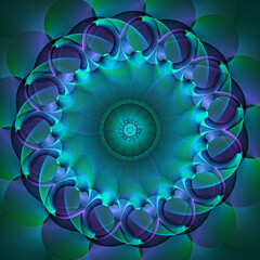 Wall Mural - 3d effect - abstractblue green polygonal fractal graphic