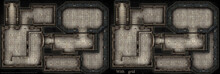 Dungeon Map For The Board Game Dungeons And Dragons, It Has A Lot Of Rooms With A Perpendicular View From Above, In Two Versions With And Without A Grid. 3d Rendering