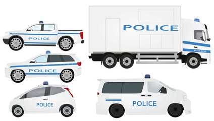 Police cars set. vector illustration