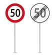 vector illustration of 50 km per hour speed limit traffic sign isolated on white background
