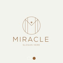 Elegant Minimal Logo With M Letter And Star Miracle Logotype Design