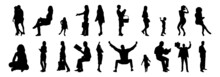 Vector Silhouettes, Outline Silhouettes Of People, Contour Drawing, People Silhouette, Icon Set Isolated, Silhouette Of Sitting People, Architectural Set	
