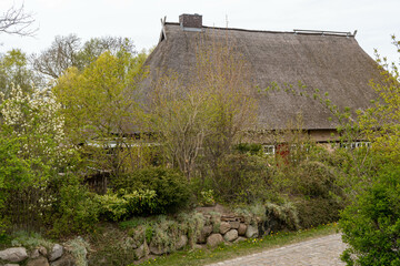 Wall Mural - old house with thatched roof in the countryside