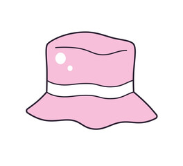 Wall Mural - Pink bucket hat isolated cartoon vector