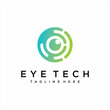 © i.d99d - Eye tech logo design , eye symbol icon , software logo ,Vector illustration. Digital eye creative symbol concept. Cyber ​​vision, circuit board abstract business logo.