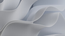 White Ripple Surfaces. Trendy Abstract 3D Background. 3D Render.