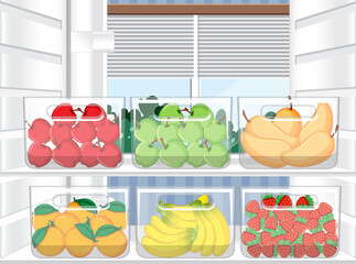 Poster - Inside of refrigerator with foods