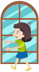 Wall Mural - A girl standing in front of window