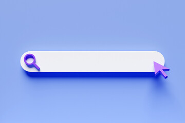 Fototapete - 3D illustration, Search bar design element on a blue background. Search bar for website and user interface, mobile applications.