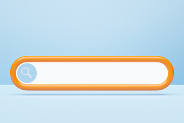 Fototapete - 3D illustration search frame, box, panel on the internet with a magnifying glass icon on a blue background