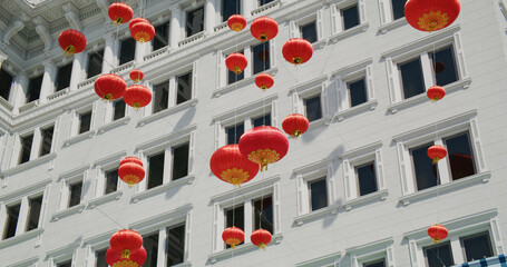 Poster - Red lantern hanging at outdoor