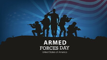 Armed Forces Day In United States Of America And  Waving United States Flag. Celebrated In The United States To Honor The Services Of All Forces For The Country Vector  Design.