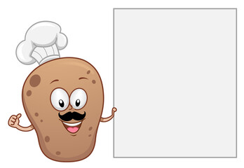 Wall Mural - Mascot Potato Chef Board Illustration