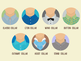 Sticker - Mens Fashion Collar Types Illustration