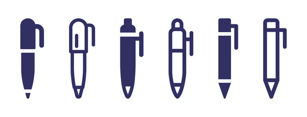 Aufkleber - Simple pen icon set isolated on white background. Ball pen icon collection.
